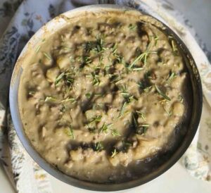 sisterfrennn - rustic mushroom and beef potato soup in a bowl