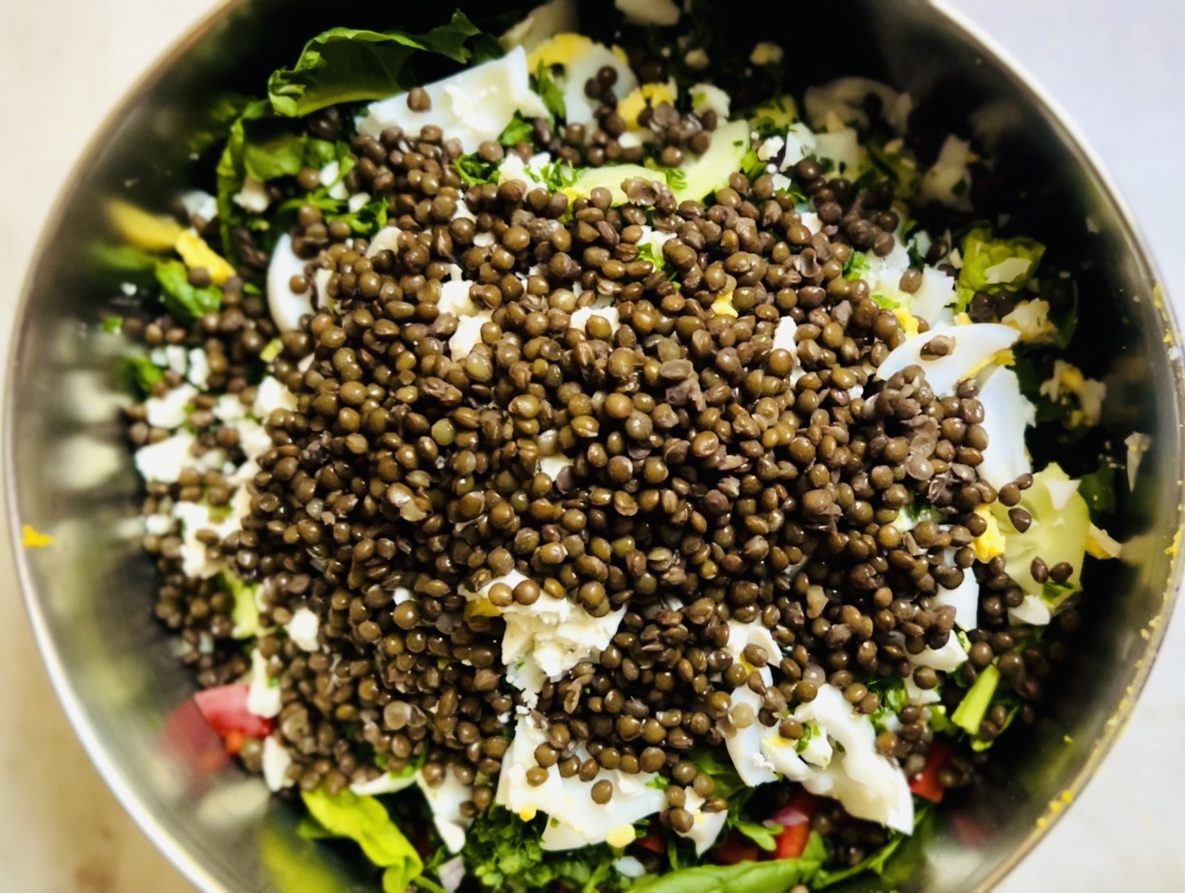 sisterfrennn - black lentil spinach salad